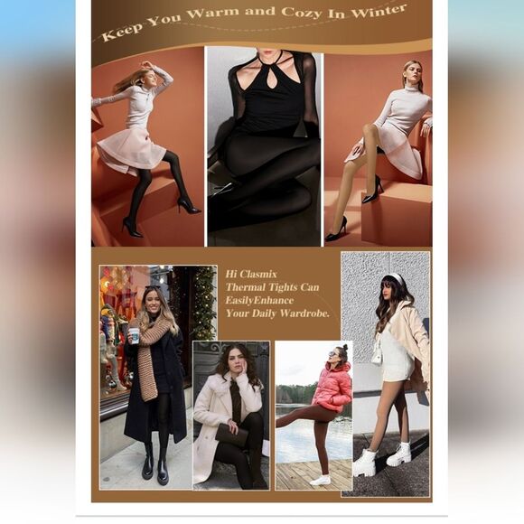 NEW 5-Pack Women's Fleece Lined Tights - Super Opaque Control Top Warm Tights - Picture 6 of 6